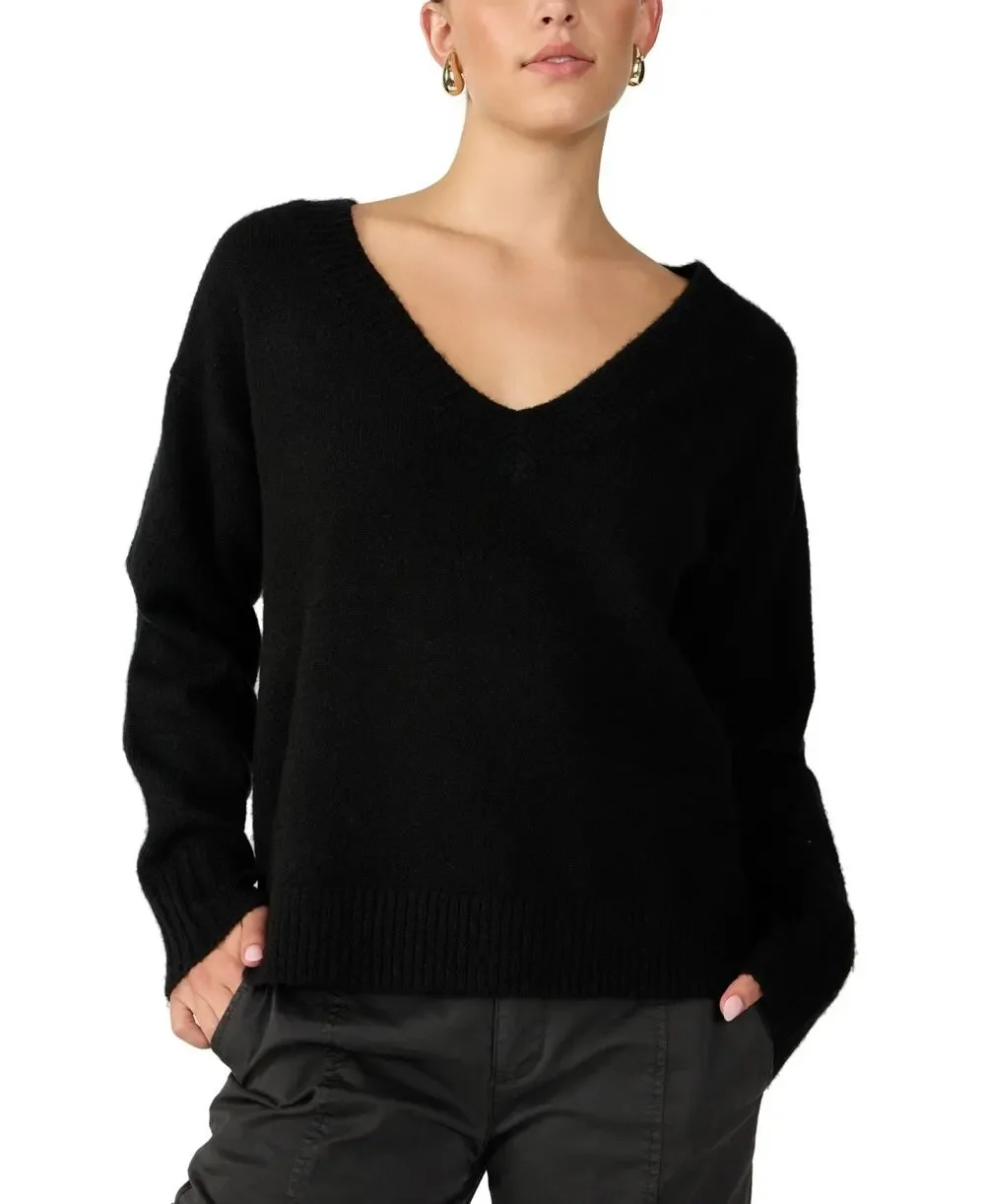 Sanctuary Women's Easy Breezy V-Neck Pullover Sweater In Black
